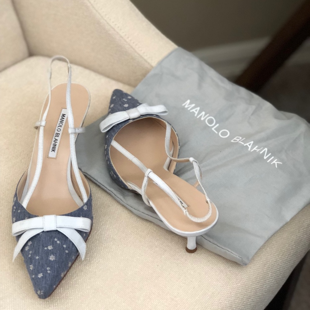 Manila Blahnik slingback kitten heels